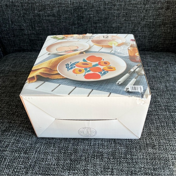 NIB Bamboo Melamine 12 Piece Dinnerware Set - Picture 5 of 7